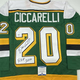 Autographed/Signed Dino Ciccarelli HOF 2010 Minnesota Green Jersey Beckett COA