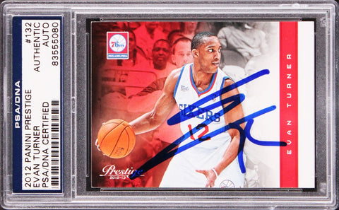 76ers Evan Turner Authentic Signed 2012 Panini Prestige #132 Card PSA/DNA Slab