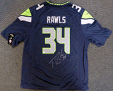 SEAHAWKS THOMAS RAWLS AUTOGRAPHED BLUE NIKE JERSEY SIZE XXL MCS HOLO 105072