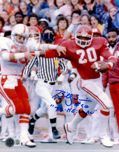 Billy Sims Autographed Oklahoma Sooners 8x10 Photo 78 Heisman BAS 47236