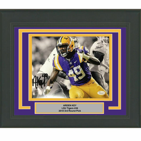 FRAMED Autographed/Signed ARDEN KEY LSU Tigers 8x10 Football Photo JSA COA Auto