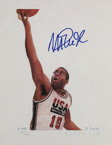 Lakers Magic Johnson Authentic Signed 8.5x11 Litho LE #398/450 BAS Wit #WZ67000