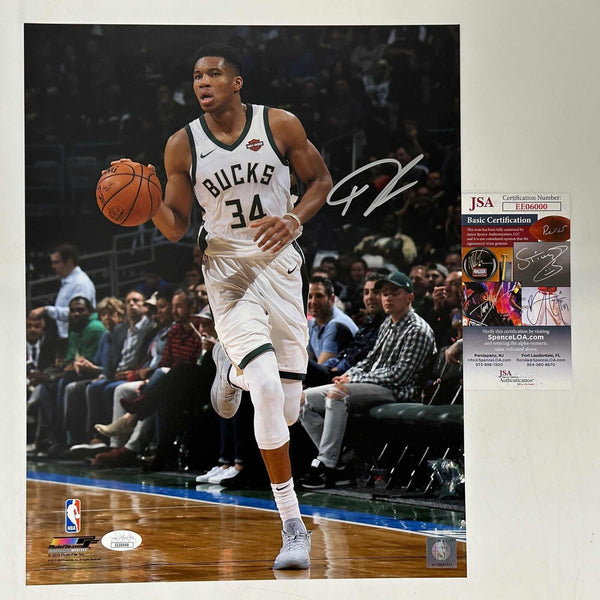 Autographed/Signed Giannis Antetokounmpo Milwaukee Bucks 11x14 Photo JSA COA #2