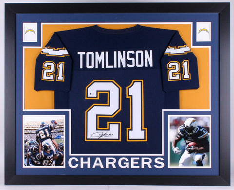 LaDainian Tomlinson Signed Chargers 35x43 Custom Framed Jersey (Beckett COA)