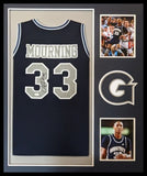 FRAMED GEORGETOWN HOYAS ALONZO MOURNING AUTOGRAPHED SIGNED JERSEY JSA COA