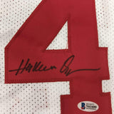 Autographed/Signed Hakeem Olajuwon Houston White Basketball Jersey BAS COA