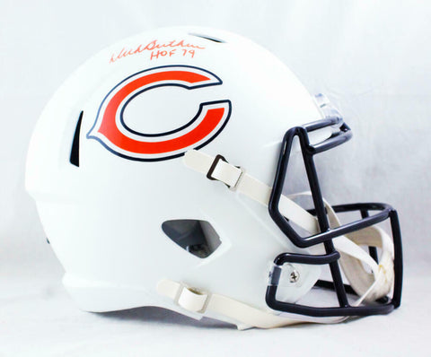 Dick Butkus Signed Chicago Bears F/S Flat White Speed Helmet w/ HOF - JSA W Auth