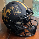 DREW BREES AUTOGRAPHED NEW ORLEANS SAINTS FS REPLICA HELMET W/ SB XLIV BECKETT