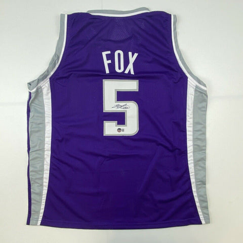 Autographed/Signed DE'AARON FOX Sacramento Purple Jersey Beckett BAS COA Auto