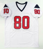 Andre Johnson Autographed White Pro Style Jersey- JSA Witness Auth *8