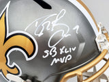 DREW BREES AUTOGRAPHED SAINTS FLASH FULL SIZE HELMET SB XLIV MVP BECKETT 197105