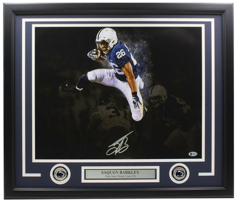 Saquon Barkley Signed Framed 16x20 Penn State Nittany Lions Spotlight Photo BAS