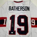 Autographed/Signed Drake Batherson Ottawa White Hockey Jersey JSA COA