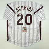 Autographed/Signed MIKE SCHMIDT HOF 95 Philadelphia Pinstripe Jersey JSA COA