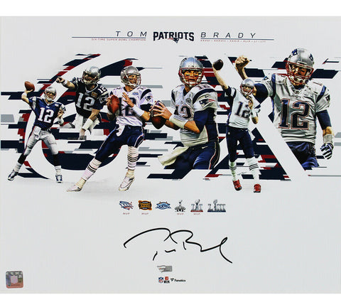 Tom Brady Signed New England Patriots Unframed 16x20 NFL Photo - 6x SB Collage