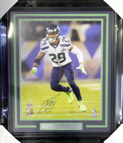 EARL THOMAS AUTOGRAPHED FRAMED 16X20 PHOTO SEAHAWKS SB XLVIII MCS HOLO 115100