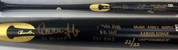 Aaron Judge Signed Game Model 62 Hr Mvp Stat Bat 22/22 Yankees 131 Rbi Fanatics