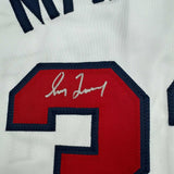 Framed Autographed/Signed Greg Maddux 35x39 Atlanta White Jersey Beckett BAS COA