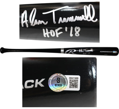 Alan Trammell Autographed Detroit Tigers Black Bat HOF Beckett Witness 49312