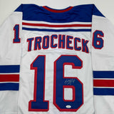 Autographed/Signed Vincent Trocheck New York White Hockey Jersey JSA COA