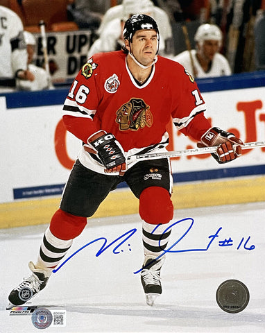 Michel Goulet Signed 8x10 Chicago Blackhawks Photo Beckett