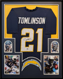 FRAMED SAN DIEGO CHARGERS LADAINIAN TOMLINSON AUTOGRAPHED JERSEY BECKETT HOLO