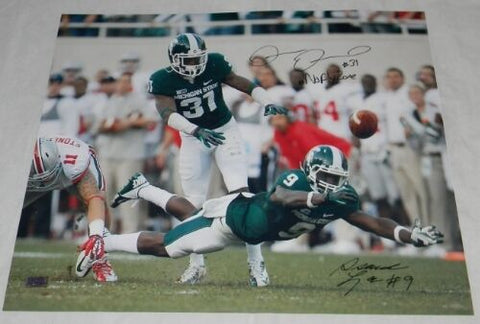 DARQUEZE DENNARD ISAIAH LEWIS SIGNED MSU MICHIGAN STATE SPARTANS 16x20 PHOTO COA