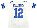 DALLAS COWBOYS ROGER STAUBACH AUTOGRAPHED WHITE JERSEY BECKETT WITNESS 212673