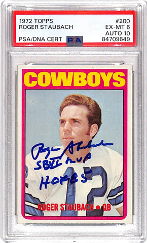 Roger Staubach Autographed/Signed PSA 6 72 Topps Trading Card 43284