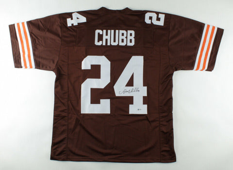 Nick Chubb Signed Browns Jersey (Beckett COA) Cleveland, 2nd Rnd Draft Pick 2018