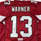 Autographed/Signed Kurt Warner Arizona Red Football Jersey JSA COA