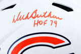 Dick Butkus Signed Chicago Bears F/S Flat White Speed Helmet w/ HOF - JSA W Auth