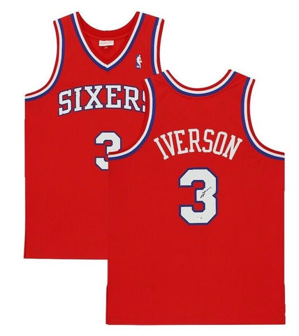 ALLEN IVERSON Autographed Philadelphia 76ers Authentic Red Jersey FANATICS