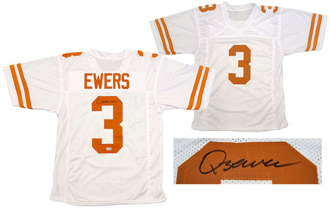 TEXAS LONGHORNS QUINN EWERS AUTOGRAPHED WHITE JERSEY BECKETT BAS QR 201710