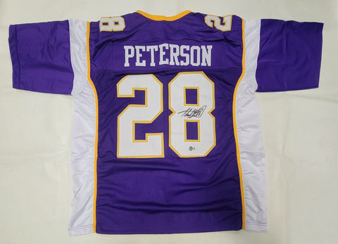 ADRIAN PETERSON SIGNED PRO STYLE CUSTOM XL JERSEY WITH BECKETT QR