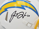 JUSTIN HERBERT AUTOGRAPHED LOS ANGELES CHARGERS WHITE SPEED MINI HELMET 220576