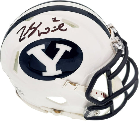 ZACH WILSON AUTOGRAPHED BYU COUGARS WHITE SPEED MINI HELMET BECKETT BAS 191114