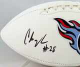 Chris Johnson Autographed Tennessee Titans Logo Football - Beckett W Auth *Black