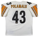 Steelers Troy Polamalu Authentic Signed White Mitchell & Ness Jersey BAS Witness