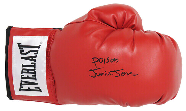 Junior Jones Signed Everlast Red Boxing Glove w/Poison - SCHWARTZ SPORTS COA