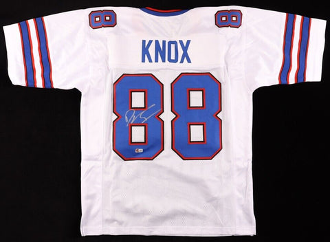 Dawson Knox Signed Bills Jersey (Beckett) Buffalo 2019 #3 Pick/ 2022 Pro Bowl TE