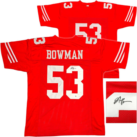 SAN FRANCISCO 49ERS NAVORRO BOWMAN AUTOGRAPHED RED JERSEY BECKETT BAS QR 234529