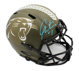 Cam Newton Signed Carolina Panthers Speed Full Size Salute to Service NFL Helmet