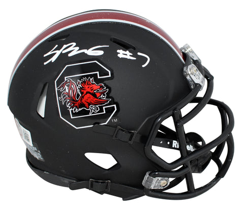 SPENCER RATTLER SIGNED SOUTH CAROLINA GAMECOCKS BLACK SPEED MINI HELMET BECKETT