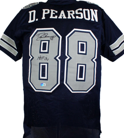 Drew Pearson Autographed Blue Pro Style Jersey w/ HOF *TM- Beckett W Hologram