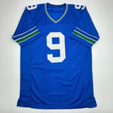 Autographed/Signed Kenneth Walker Seattle Retro Blue Football Jersey BAS COA