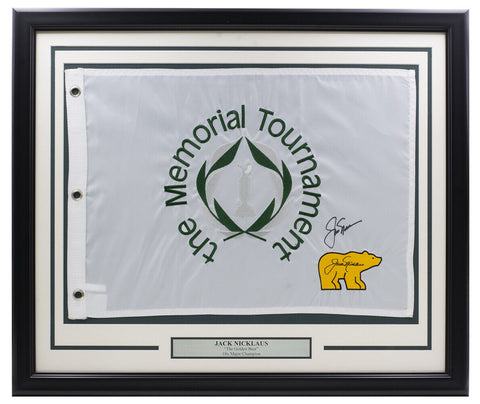 Jack Nicklaus Signed Framed The Memorial Tournament Golf Flag BAS LOA