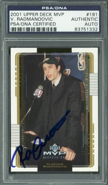 Sonics Vladimir Radmanovic Signed Card 2001 Upper Deck MVP RC #191 PSA Slabbed