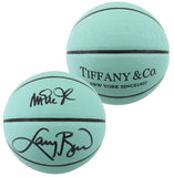 Magic Johnson & Larry BIrd Signed Tiffany & Co X Spalding Basketball LE BAS Wit