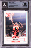 Hawks Moses Malone Authentic Signed 1990 Fleer #3 Card Autographed BAS Slabbed